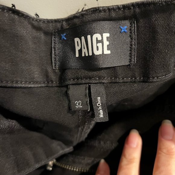 PAIGE Black Fog Luxe Coated Mayslie Straight Ankle Size 32 - Picture 3 of 7